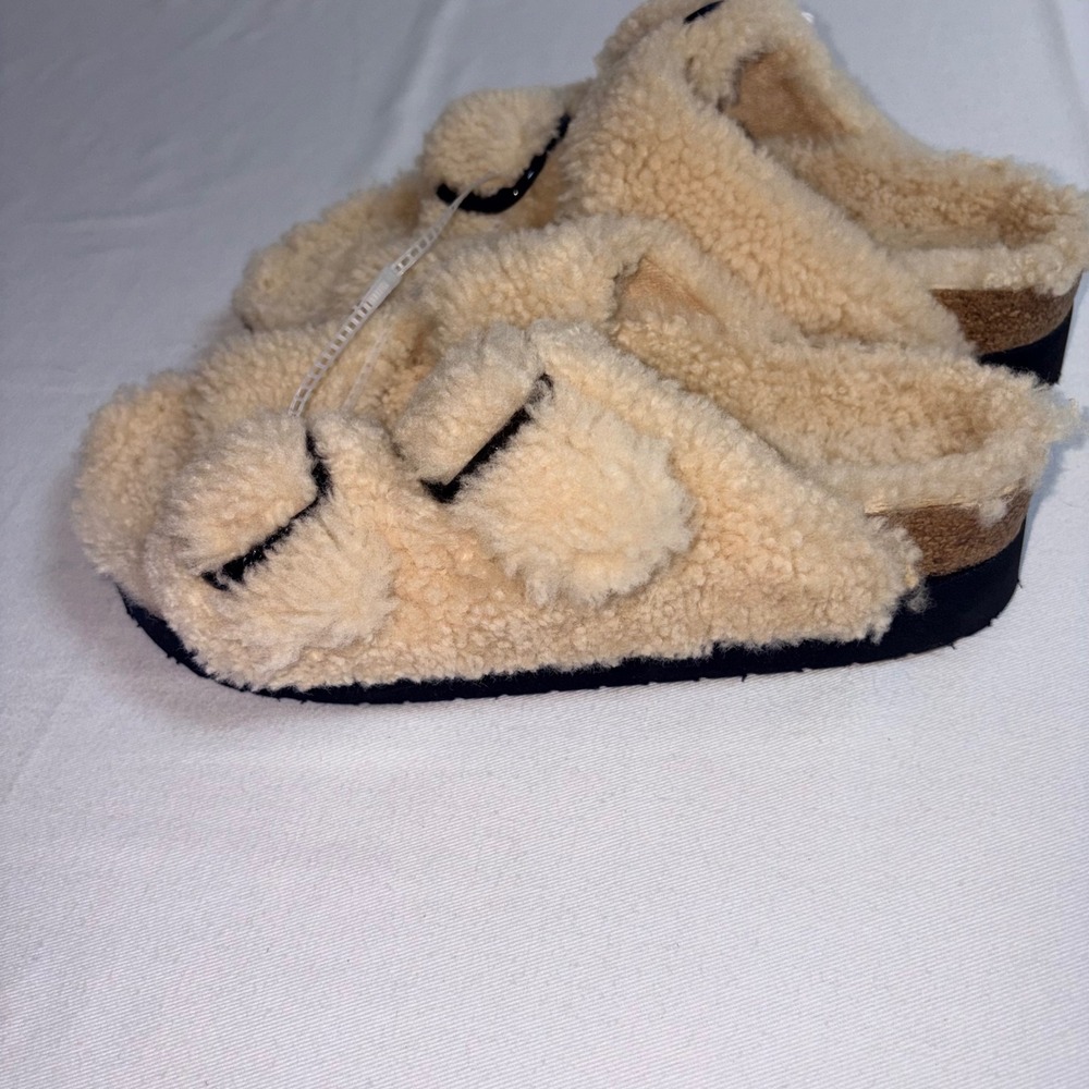 Papillio Birkenstock Arizona Big Buckle eu 39 Beige NEW Teddy Shearling platform - Picture 3 of 7